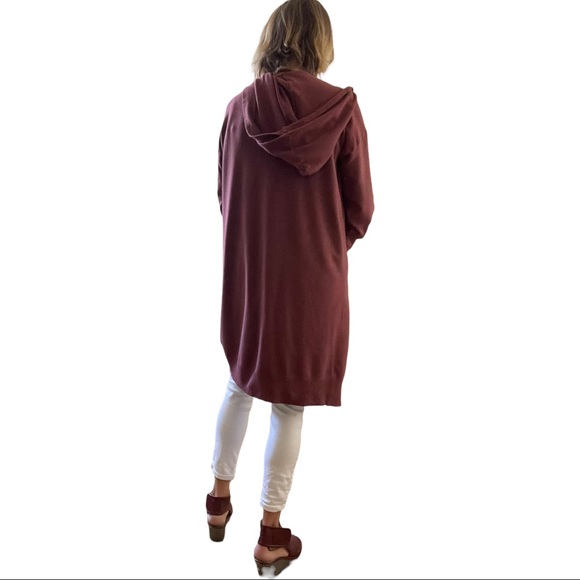 Luna Ivy Burgundy Knit Hooded Cardi S - Picture 3 of 6